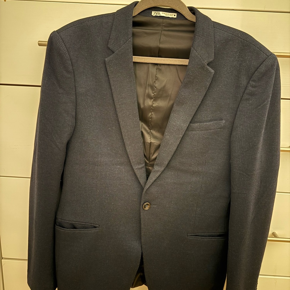 Zara Men's Dark Blue Suit (Blazer + Pants)